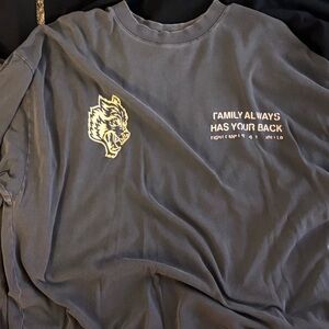 Gray Graphic Tee with Wolf Design